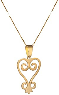 Stainless Steel African Adinkra Symbol Pendant Necklace SANKOFA Learn From The Past Charm Jewelry